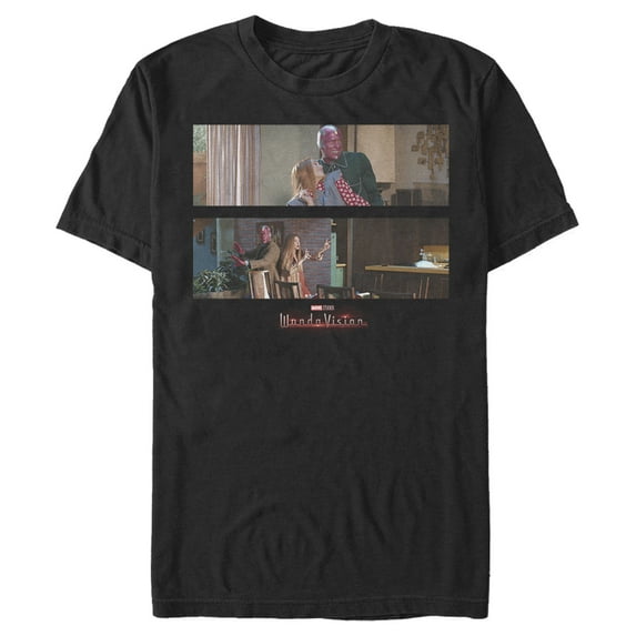 Men's Marvel WandaVision Cute Couple Graphic Tee Black Medium