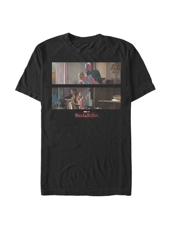 Men's Marvel WandaVision Cute Couple Graphic Tee Black Medium