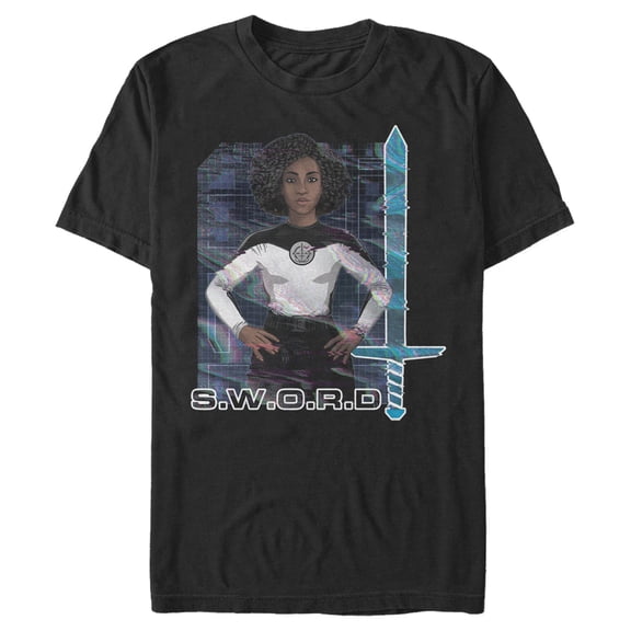 Men's Marvel WandaVision Monica Rambeau S.W.O.R.D Digital Graphic Tee Black Small