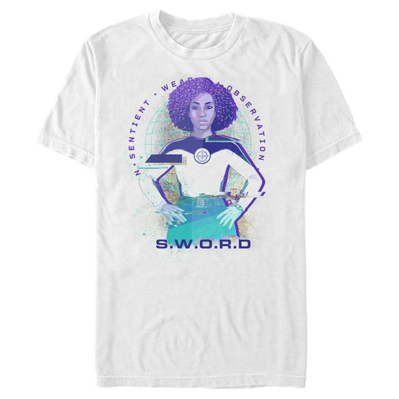 Men's Marvel WandaVision Monica Rambeau S.W.O.R.D Glitch Graphic Tee White Medium