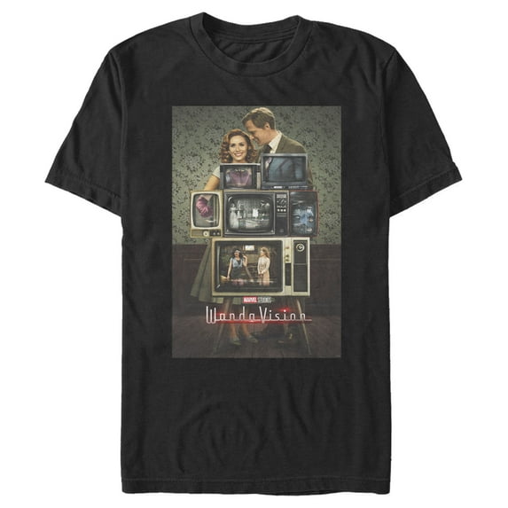 Men's Marvel WandaVision Through the Years Television Poster Graphic Tee Black Large