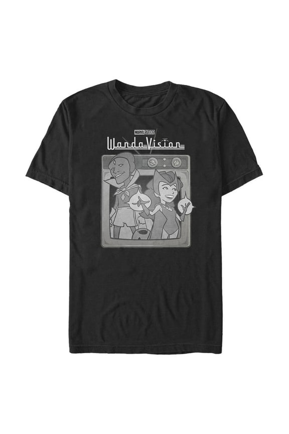 Men's Marvel WandaVision Vintage TV Graphic Tee Black 2X Large