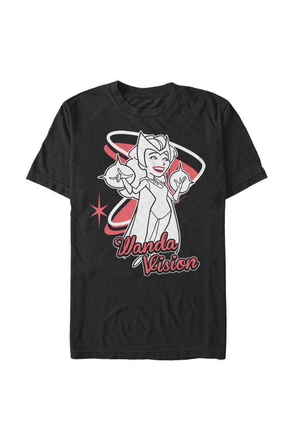 Men's Marvel WandaVision Wanda Cartoon Graphic Tee Black Small