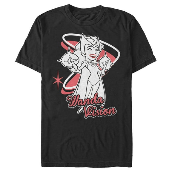 Men's Marvel WandaVision Wanda Cartoon  Graphic Tee Black X Large