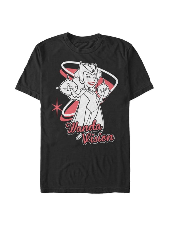 Men's Marvel WandaVision Wanda Cartoon Graphic Tee Black X Large
