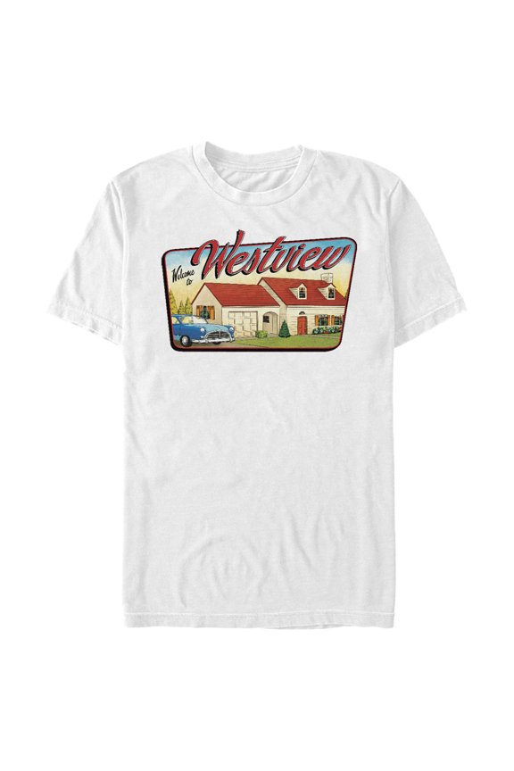Men's Marvel WandaVision Welcome to Westview Graphic Tee White Medium