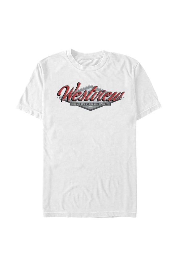 Men's Marvel WandaVision Westview Logo Graphic Tee White Large
