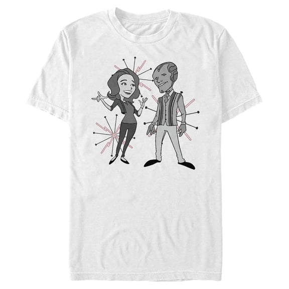 Men's Marvel WandaVison Retro Animated  Graphic Tee White 3X Large