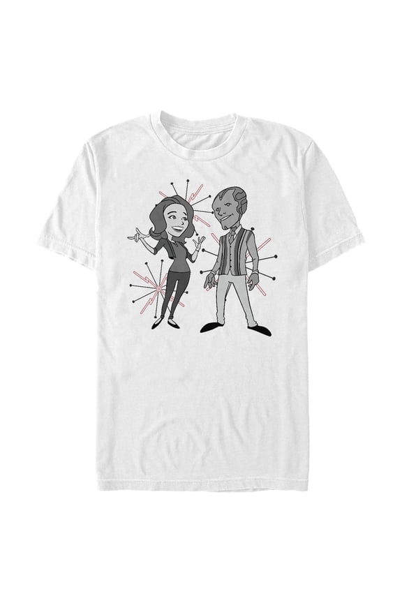 Men's Marvel WandaVison Retro Animated Graphic Tee White Large