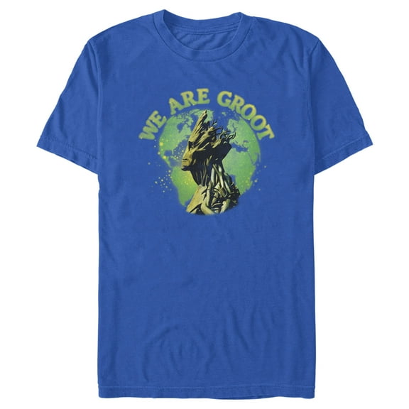 Men's Marvel We Are Groot Side Profile  Graphic Tee Royal Blue Small
