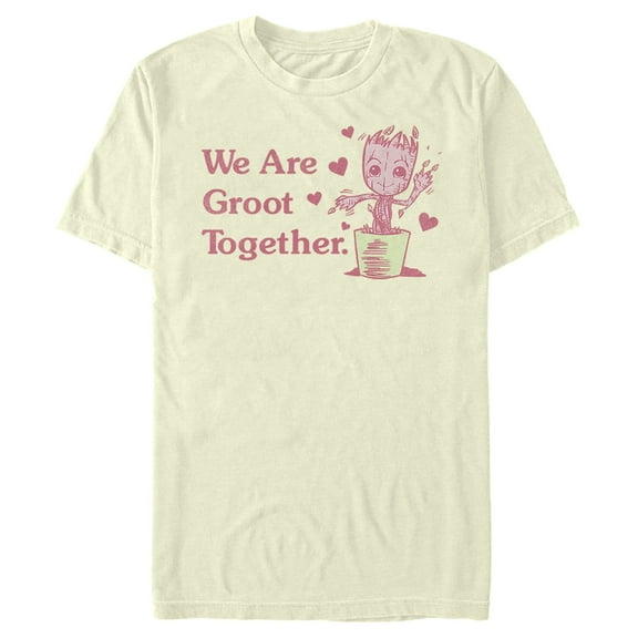 Men's Marvel We are Groot Together  Graphic Tee Beige Small
