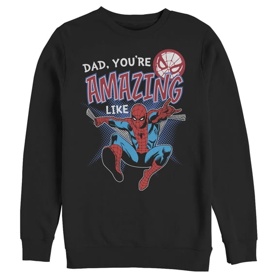 Men's Marvel Webbed Spider-Man Amazing Dad Sweatshirt Black 2X Large