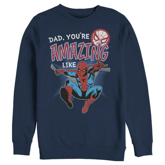 Men's Marvel Webbed Spider-Man Amazing Dad Sweatshirt Navy Blue Small