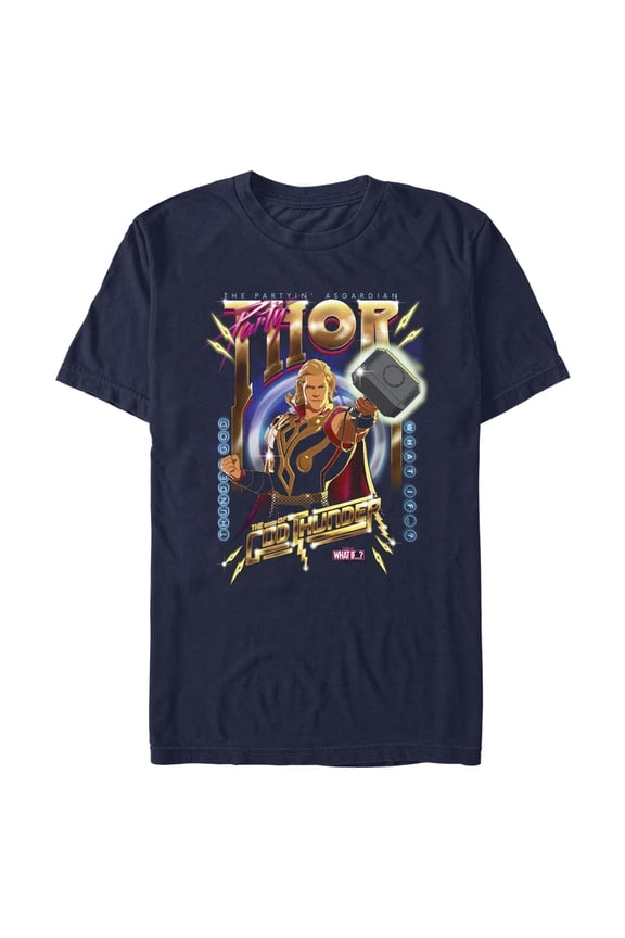 Men's Marvel What if…? God Of Thunder Graphic Tee Navy Blue Small