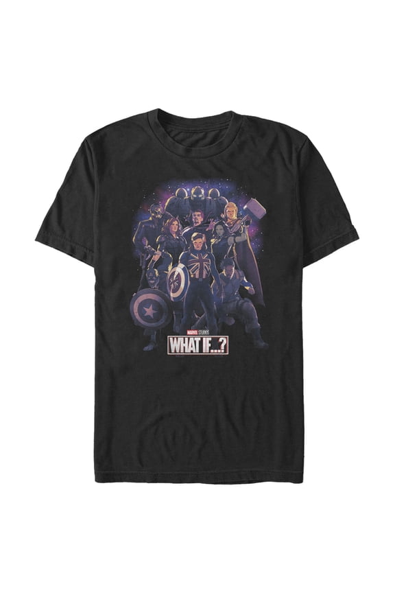 Men's Marvel What if…? Group Pose Graphic Tee Black Large