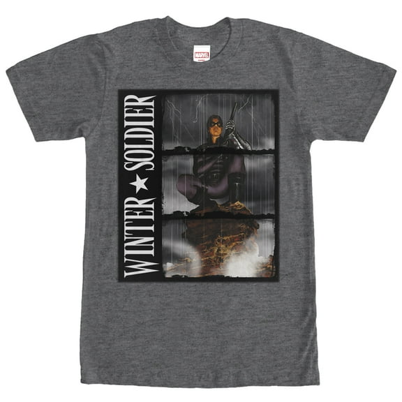Men's Marvel Winter Soldier Rain  Graphic Tee Charcoal Heather X Large