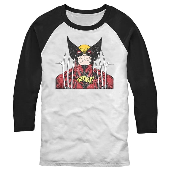 Men's Marvel Wolverine Vintage Snikt Baseball Graphic Tee White/Black 2X Large