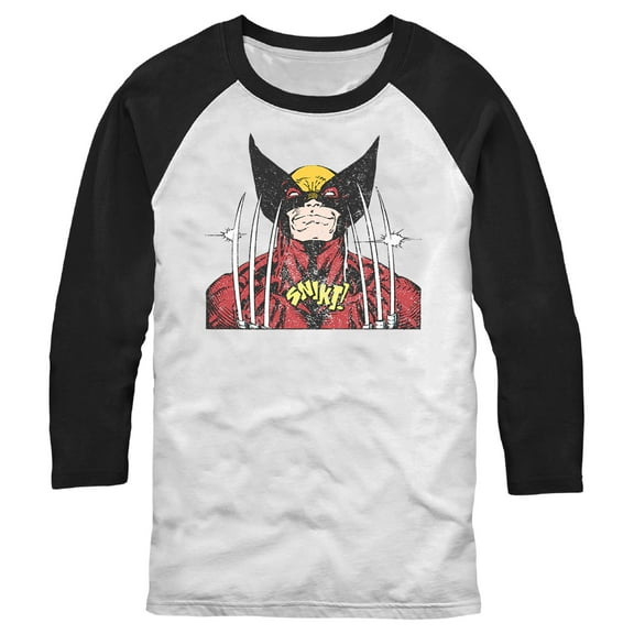 Men's Marvel Wolverine Vintage Snikt  Baseball Graphic Tee White/Black X Large