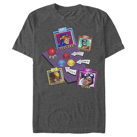 Men's Marvel X-Men Arcade Game  Graphic Tee Charcoal Heather Small