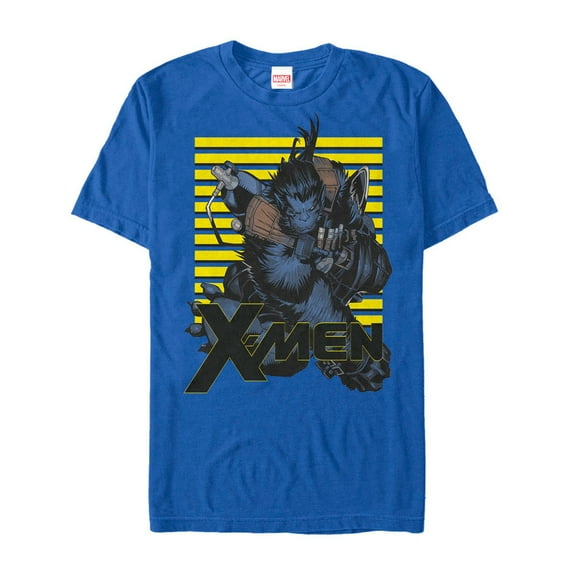 Men's Marvel X-Men Beast Stripes Graphic Tee Royal Blue 3X Large