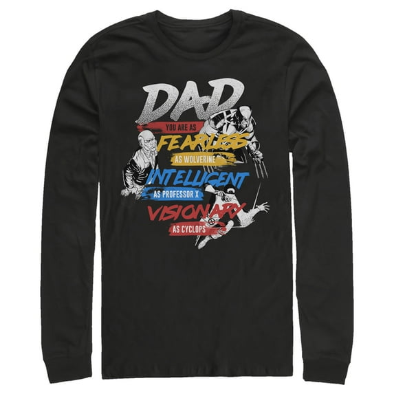 Men's Marvel X-Men Dad You are Fearless, Intelligent, and a Visionary Long Sleeve Shirt Black Large