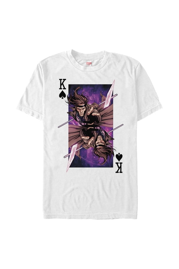 Men's Marvel X-Men Gambit Playing Card  Graphic Tee White Large