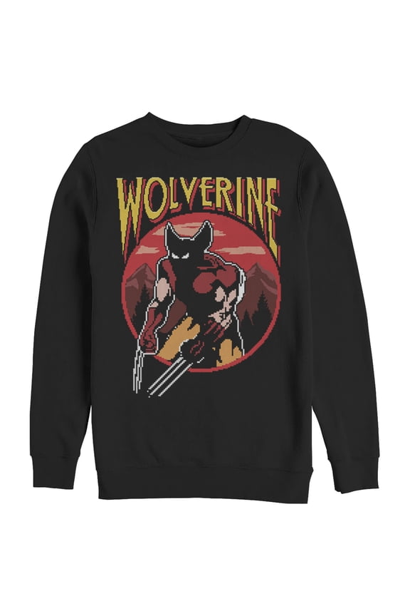 Men's Marvel X-Men Pixel Wolverine Sweatshirt Black 2X Large