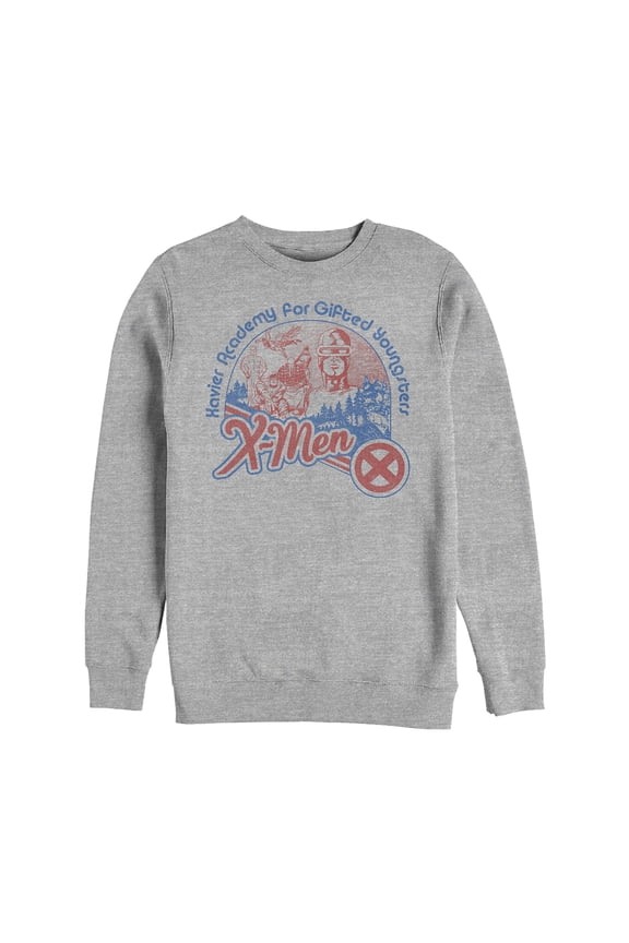 Men's Marvel X-Men Vintage Xavier Academy  Sweatshirt Athletic Heather Medium