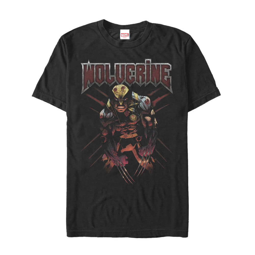Hombre Marvel X-Men Wolverine Scratch Camiseta Gráfica Negro 4X Grande