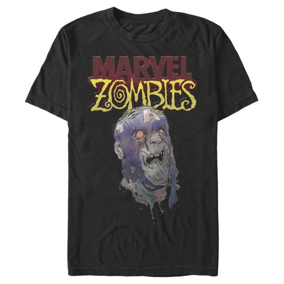Men's Marvel Zombies Captain America Face  Graphic Tee Black 3X Large