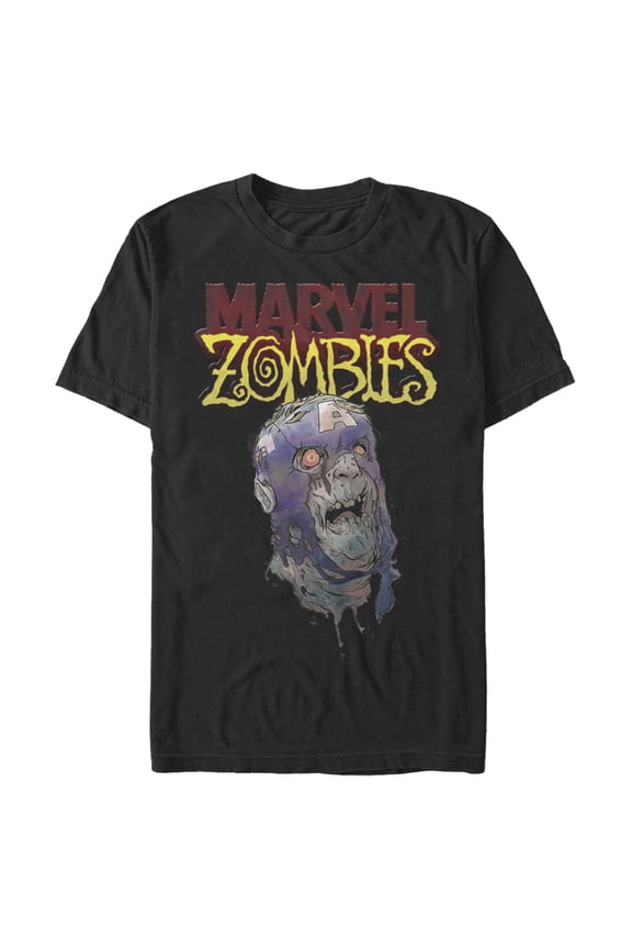 Men's Marvel Zombies Captain America Face Graphic Tee Black Large