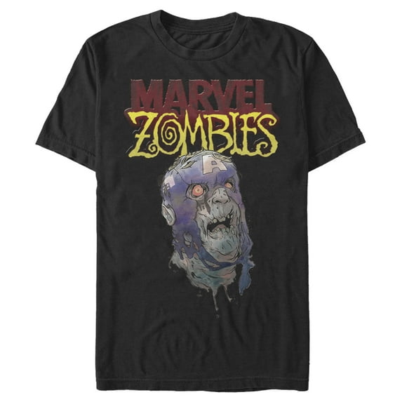 Men's Marvel Zombies Captain America Face Graphic Tee Black X Large