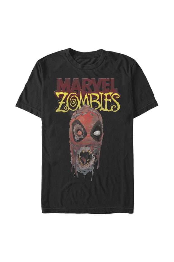 Men's Marvel Zombies Deadpool Face  Graphic Tee Black Medium