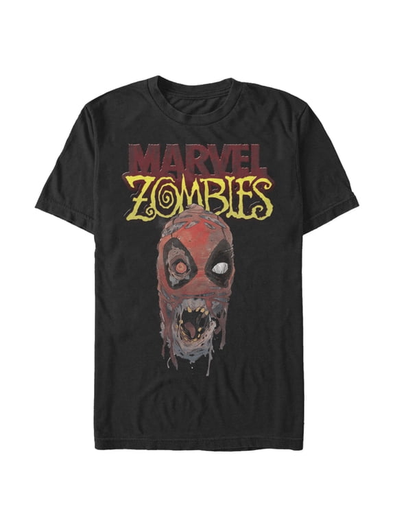 Men's Marvel Zombies Deadpool Face Graphic Tee Black X Large