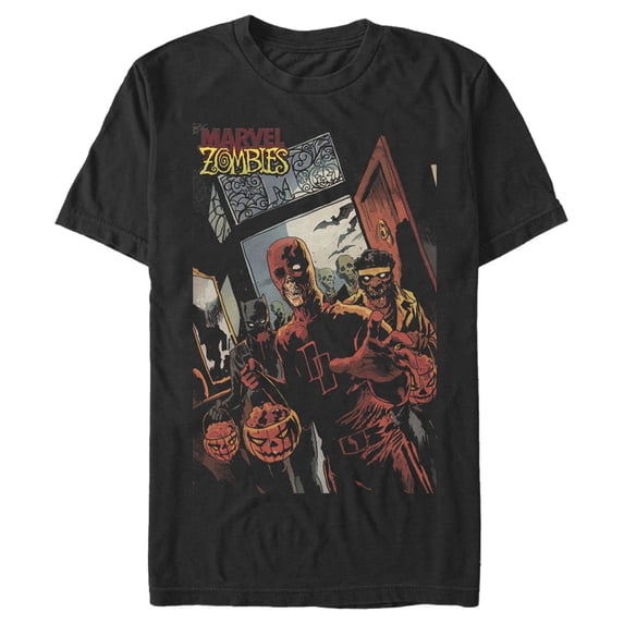 Men's Marvel Zombies Halloween Trick or Treat Graphic Tee Black Small