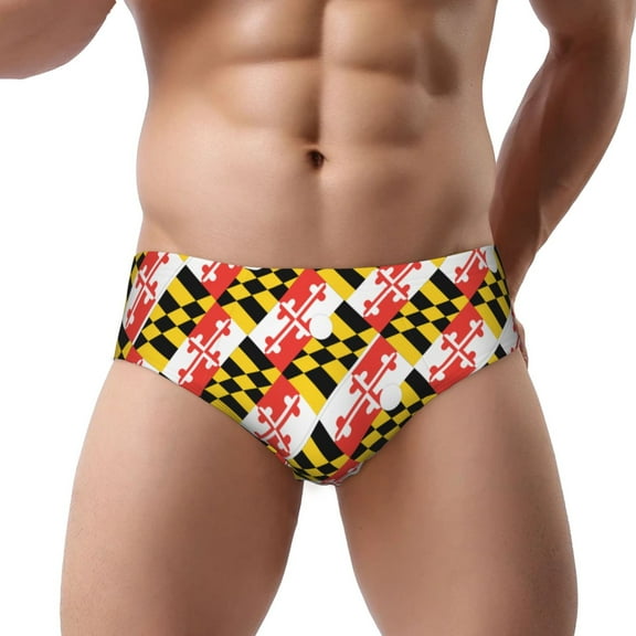 Men's Maryland Flag Briefs Triangle Underwear Print Breathable Briefs