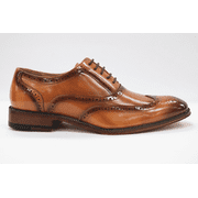 Mens Masimo Tan Faux Textured Perforated Wingtip Laced Dress Shoes 2560-08