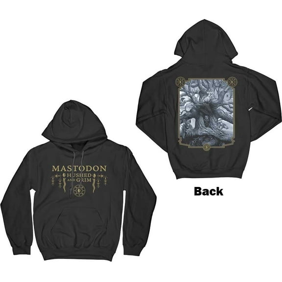 Men's Mastodon Hushed & Grim Cover Hooded Sweatshirt Small Black