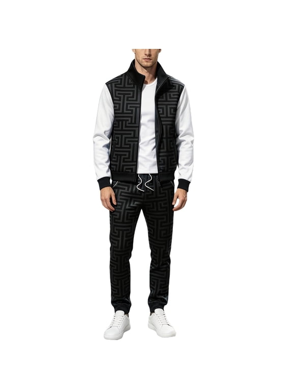 Men’s Matching Sweat Outfit Big and Tall Pullover Warm Matching Sweat Outfit Regular Fit Men Sport Suit Drawstring Waist Home Wear