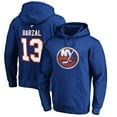 thumbnail image 1 of Men's Mathew Barzal Royal New York Islanders Authentic Stack Player Name & Number Fitted Pullover Hoodie, 1 of 3