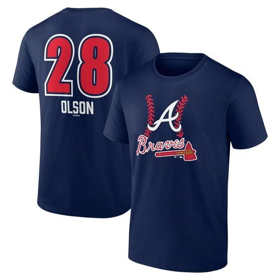 Men's Matt Olson Navy Atlanta Braves Fastball Player Name & Number T-Shirt