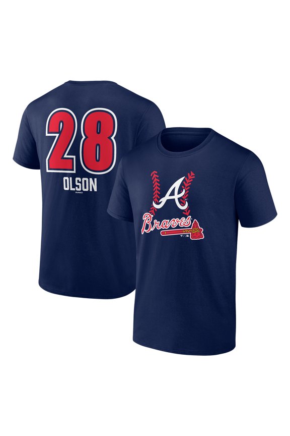 Men's Matt Olson Navy Atlanta Braves Fastball Player Name & Number T-Shirt