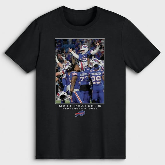 Men's Matt Prater Black Buffalo Bills NFL Flash Features Week 1 T-Shirt