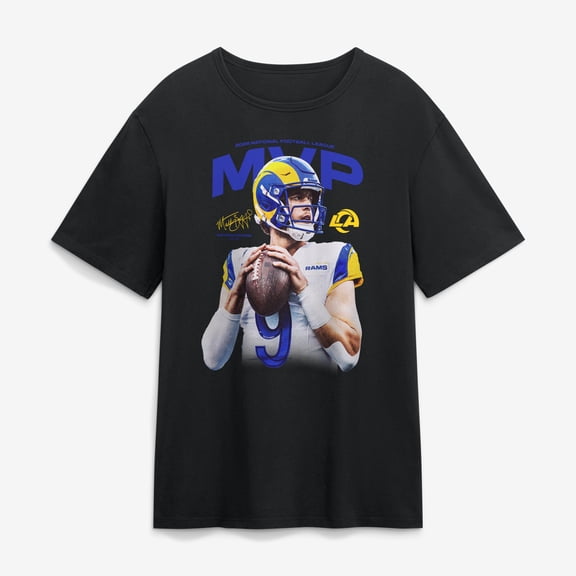 Men's Matthew Stafford Black Los Angeles Rams 2025 NFL MVP T-Shirt