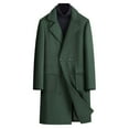 thumbnail image 1 of Men's Maxi Overcoat Double Breasted Notched Lapel Neck Coats Heavyweight Windproof Long Winter Formal Coats Olive Green M, 1 of 9