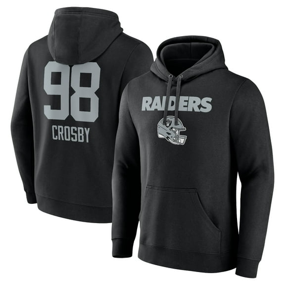 Men's Maxx Crosby Black Las Vegas Raiders Team Wordmark Player Name & Number Pullover Hoodie