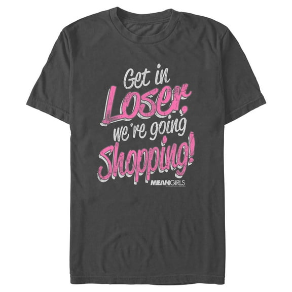 Men's Mean Girls Distressed Get In Loser Graphic Tee Charcoal 2X Large