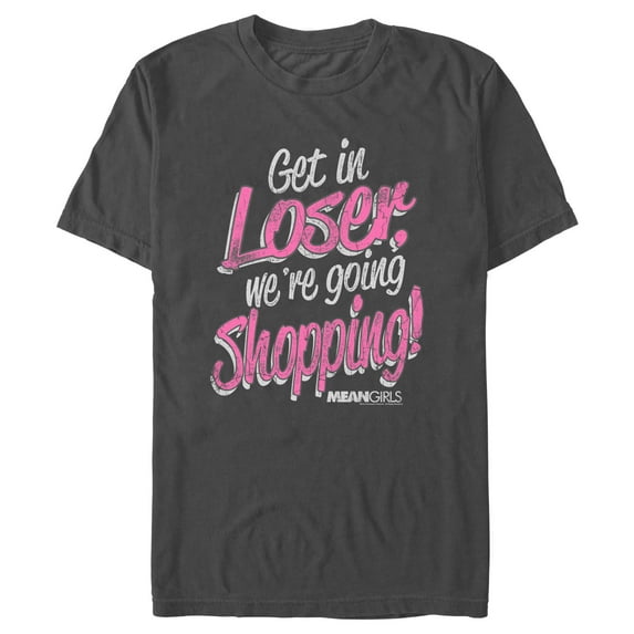 Men's Mean Girls Distressed Get In Loser Graphic Tee Charcoal Small