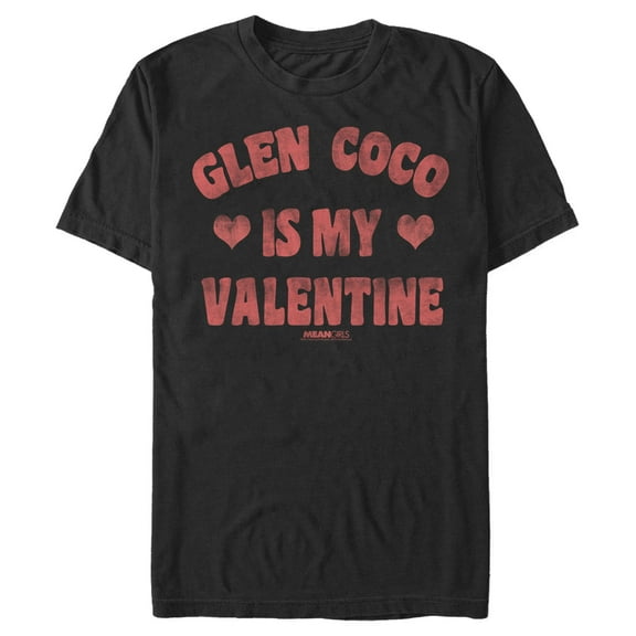Men's Mean Girls Distressed Glen Coco Is My Valentine Graphic Tee Black X Large