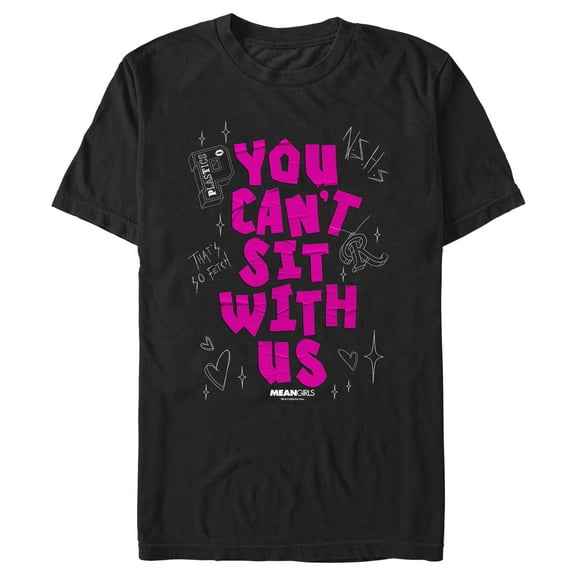 Men's Mean Girls You Can't Sit With Us Doodles Graphic Tee Black 3X Large